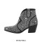 Pointed Toe Chunky Heels Rhinestone Glitters Blings Shiny Sparkle Western Ankle Highs Booties - Black