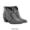 Pointed Toe Chunky Heels Rhinestone Glitters Blings Shiny Sparkle Western Ankle Highs Booties - Black