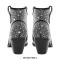 Pointed Toe Chunky Heels Rhinestone Glitters Blings Shiny Sparkle Western Ankle Highs Booties - Black