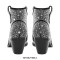 Pointed Toe Chunky Heels Rhinestone Glitters Blings Shiny Sparkle Western Ankle Highs Booties - Black