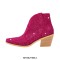 Pointed Toe Chunky Heels Rhinestone Glitters Blings Shiny Sparkle Western Ankle Highs Booties - Hot Pink