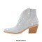 Pointed Toe Chunky Heels Rhinestone Glitters Blings Shiny Sparkle Western Ankle Highs Booties - Silver