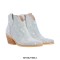 Pointed Toe Chunky Heels Rhinestone Glitters Blings Shiny Sparkle Western Ankle Highs Booties - Silver