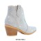 Pointed Toe Chunky Heels Rhinestone Glitters Blings Shiny Sparkle Western Ankle Highs Booties - Silver