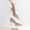 Pointed Toe Stiletto Heels Crystal Beads Rhinestones Pumps - Gold