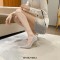 Pointed Toe Stiletto Heels Crystal Beads Rhinestones Pumps - Silver