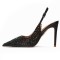 Pointed Toe Stiletto Heels Crystal Beads Rhinestones Slingback Pumps - Black