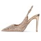 Pointed Toe Stiletto Heels Crystal Beads Rhinestones Slingback Pumps - Gold