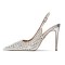 Pointed Toe Stiletto Heels Crystal Beads Rhinestones Slingback Pumps - Silver