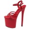 Peep Toe Stiletto Heels Patent Ankle Buckle Straps Platforms Pumps - Red