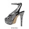 Peep Toe Stiletto Heels Low Platforms Suede Rhinestones Ankle Buckle Straps Sandals - Black