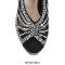 Peep Toe Stiletto Heels Low Platforms Suede Rhinestones Ankle Buckle Straps Sandals - Black
