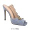 Peep Toe Stiletto Heels Button Decorated Fashion Elements Summer Sandals - Blue Denim