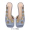Peep Toe Stiletto Heels Button Decorated Fashion Elements Summer Sandals - Blue Denim