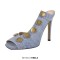 Peep Toe Stiletto Heels Button Decorated Fashion Elements Summer Sandals - Blue Denim