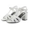Square Toe Chunky Heels Ankle Buckle T Straps Fish Mouth Beach Shoes Sandals - White Leather