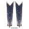 Pointed Toe Knee High Fold Down Pull On Stiletto High Heels Rhinestones Boots - Dark Blue