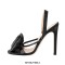 Peep Toe Stiletto Heels Flowers Slingback Sandals - Black