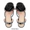 Peep Toe Stiletto Heels Flowers Slingback Sandals - Black