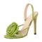 Peep Toe Stiletto Heels Flowers Slingback Sandals - Green