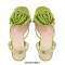 Peep Toe Stiletto Heels Flowers Slingback Sandals - Green