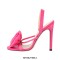 Peep Toe Stiletto Heels Flowers Slingback Sandals - Pink
