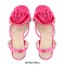 Peep Toe Stiletto Heels Flowers Slingback Sandals - Pink
