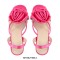 Peep Toe Stiletto Heels Flowers Slingback Sandals - Pink