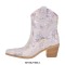 Pointed Toe Chunky Heels Rhinestones Blings Sparkle Western Ankle Highs Booties - Pink