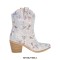 Pointed Toe Chunky Heels Rhinestones Blings Sparkle Western Ankle Highs Booties - White