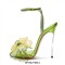 Peep Toe Stiletto Heels Netfish Flowers Ankle Buckle Straps Sandals - Green