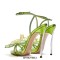 Peep Toe Stiletto Heels Netfish Flowers Ankle Buckle Straps Sandals - Green