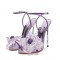 Peep Toe Stiletto Heels Netfish Flowers Ankle Buckle Straps Sandals - Purple