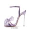 Peep Toe Stiletto Heels Netfish Flowers Ankle Buckle Straps Sandals - Purple
