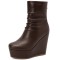 Round Toe Ankle High Back Zipper Wedges Boots - Auburn