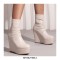 Round Toe Ankle High Back Zipper Wedges Boots - White