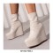 Round Toe Ankle High Back Zipper Wedges Boots - White