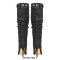 Pointed Toe Knee High Mid Calf Denim Stiletto Heels Buckle Straps Boots - Black
