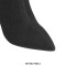 Pointed Toe Knee High Mid Calf Denim Stiletto Heels Buckle Straps Boots - Black