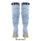 Pointed Toe Knee High Mid Calf Denim Stiletto Heels Buckle Straps Boots - Light Blue