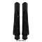 Pointed Toe Chunky Heels Fringe Rhinestones Blings Knee High Western Boots - Black