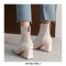Round Toe Chunky Heels Fishnet Ankle High Back Zipper Summer Boots - White