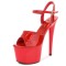 Peep Toe Stiletto Heels Glossy Patent Ankle Buckle Straps Platforms Pumps - Red