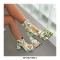 Square Toe Chunky Heels Flower Pattern Ankle High Zipper Platforms Autumn Boots - Yellow