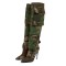 Pointed Toe Chunky Heels Over the Knee Camouflage Denim Boots - Multicolor