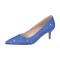Pointed Toe Low Kitten Heels Rhinestones Pumps - Blue