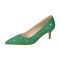 Pointed Toe Low Kitten Heels Rhinestones Pumps - Green