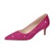 Pointed Toe Low Kitten Heels Rhinestones Pumps - Hot Pink