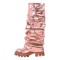 Round Toe Chunky Heels Knee High Mid Calf Fold Over Metallic Boots - Red