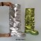 Round Toe Chunky Heels Knee High Mid Calf Fold Over Metallic Boots - Red